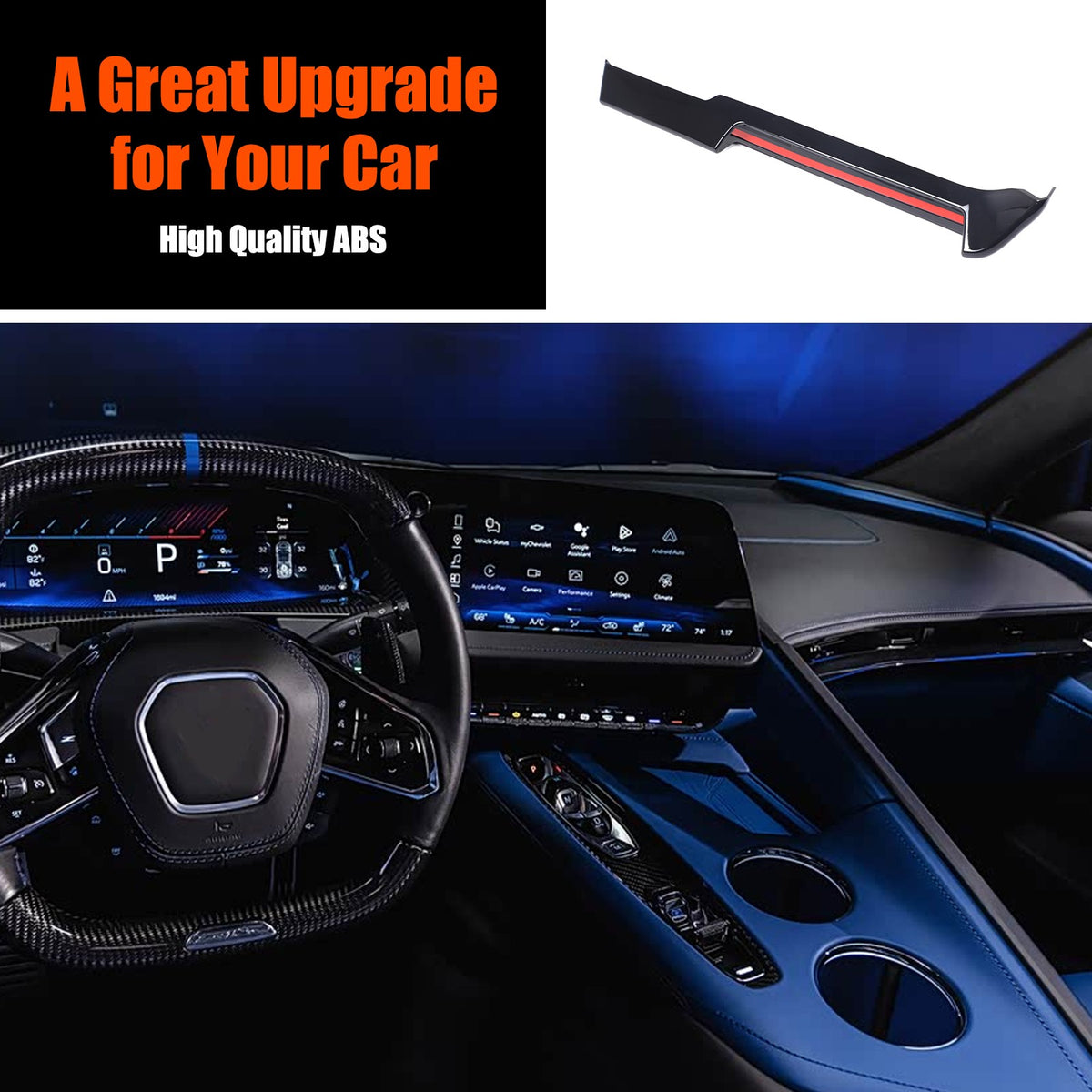 Glossy Piano Black Center Console Panel Trim Set For Corvette C8 2026+ US 46