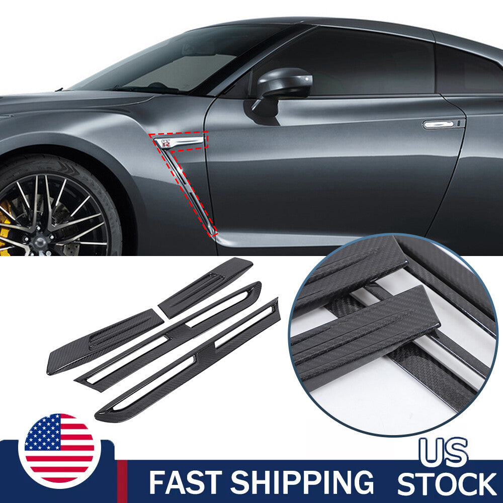 Real Dry Carbon Fiber Front Fender Air Vent Trim For Nissan GTR R35 2008-2016 1