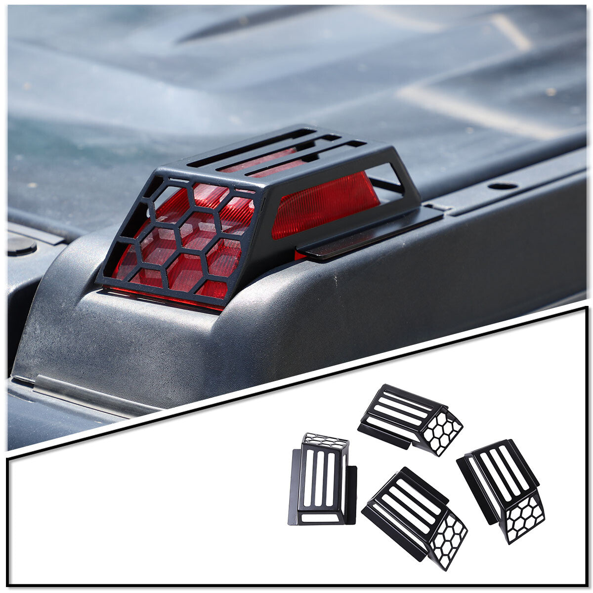 Carbon Steel Roof Cab Marker Running Lights Cover trim for Hummer H2 2003-09 5