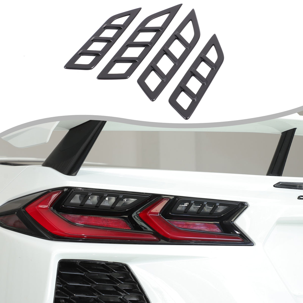 Matte Black ABS Reverse Light Protection Grille Trim For Corvette C8 20+ US 12