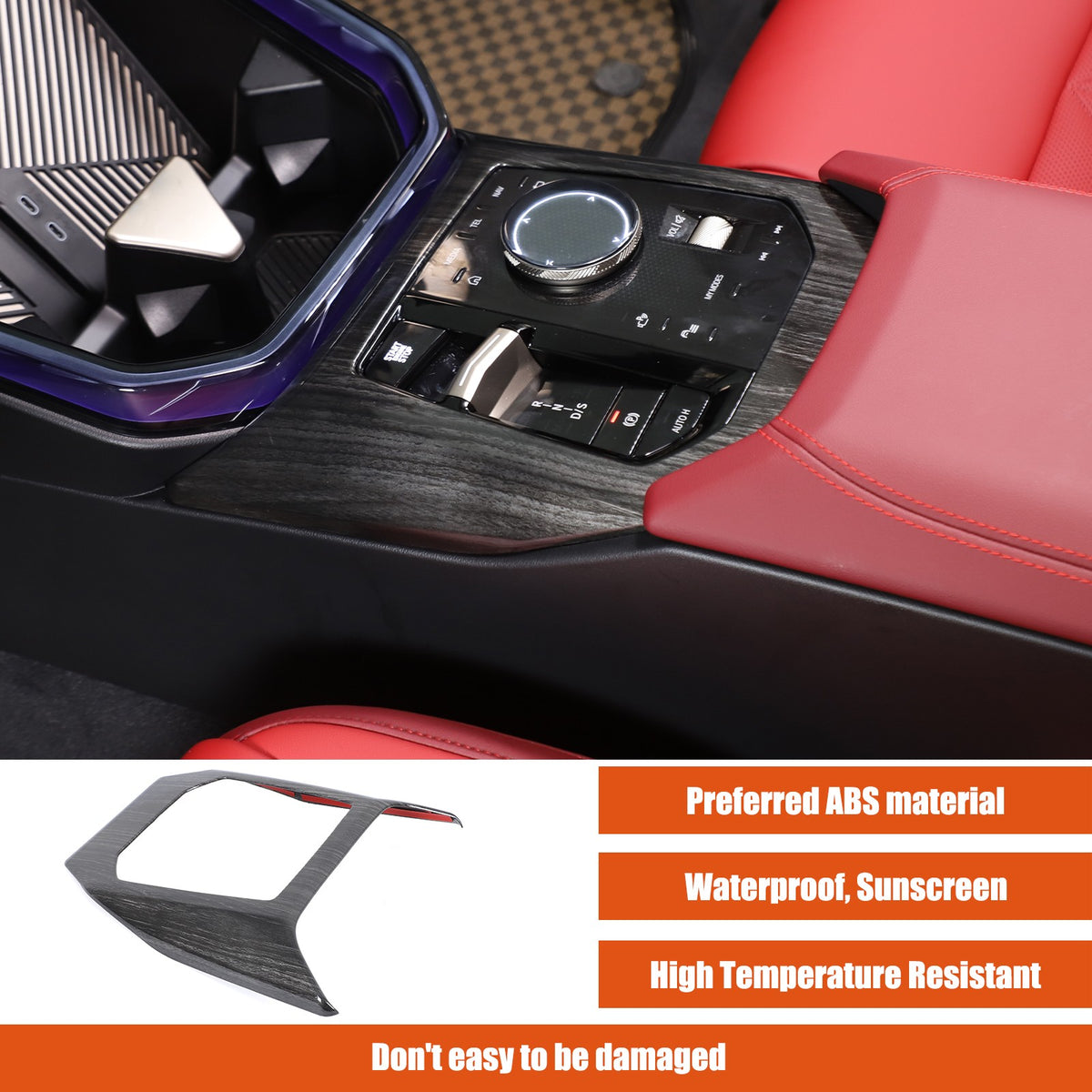 ABS Black Wood Grain Center Console Gear Shift Trim Cover For BMW X3 G45 2025+ 16