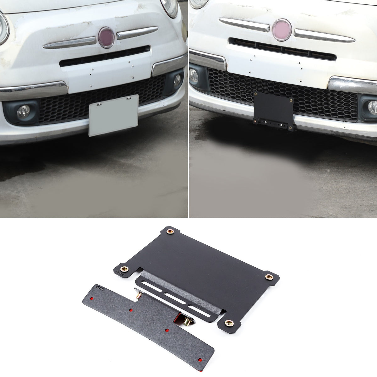 Front Bumper Tow Hook License Plate Mount Bracket For Fiat 500 2007+ US 5