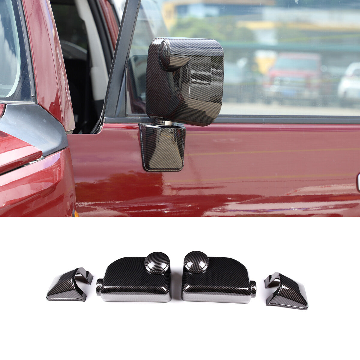 Carbon Fiber Style Rearview Mirror Cover & Door Handle Trim For FJ Cruiser 07-21 5