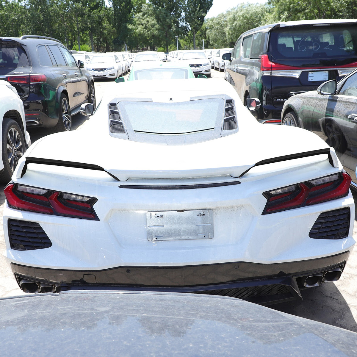 Glossy Piano Black Rear Spoiler Wing Trim Cover For Corvette C8 2LT 3LT 2020+ 14