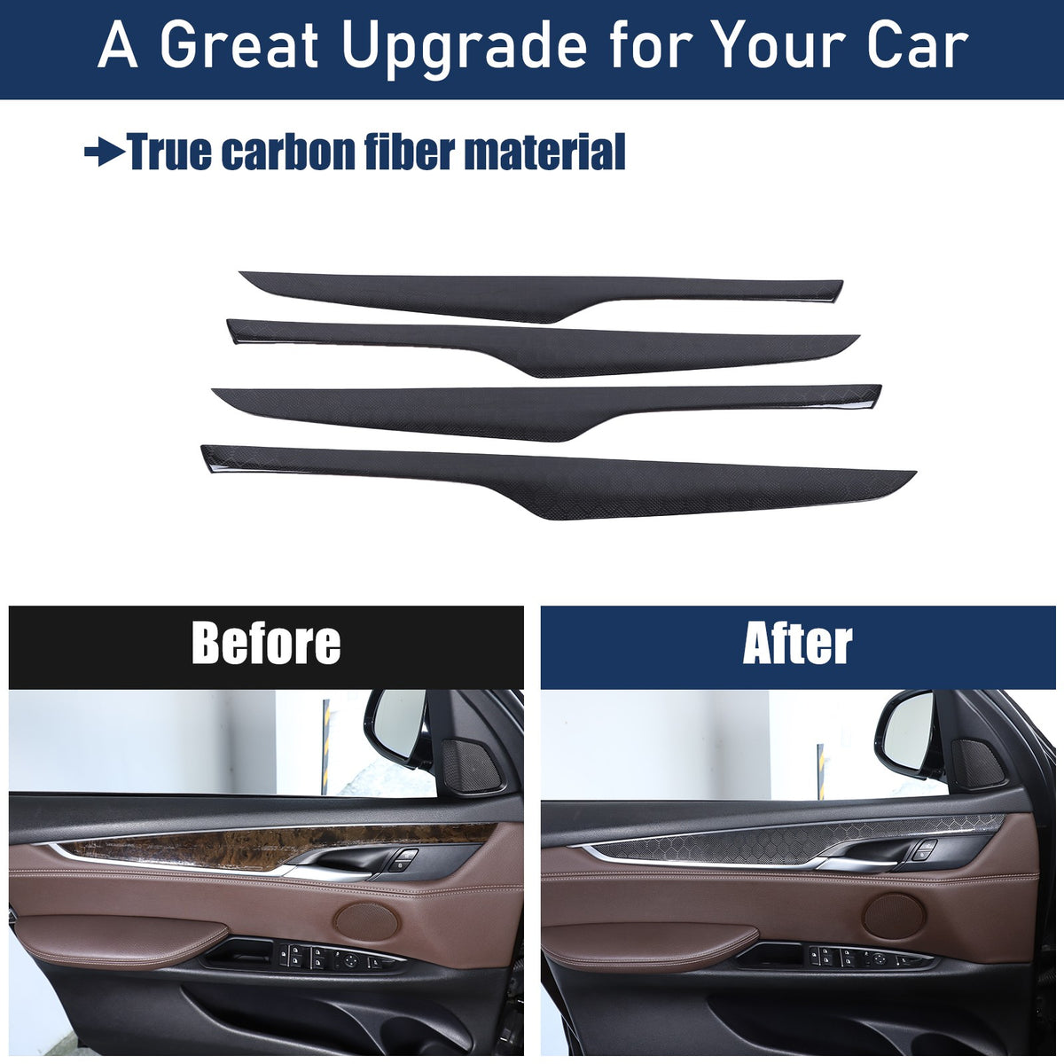 Hondycomb Carbon Fiber Interior Door Panel Trim Cover For BMW X5 X6 F15 F16 14+ 2