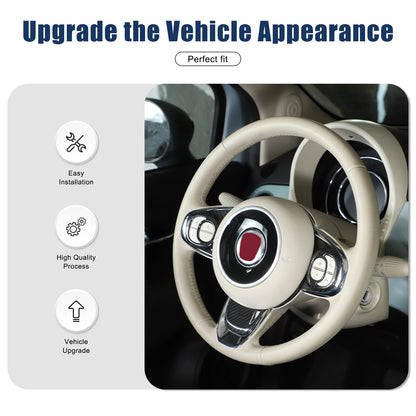 Real Carbon Fiber Steering Wheel Button Trim For Fiat 500 Abarth 595 695 2021-23 13