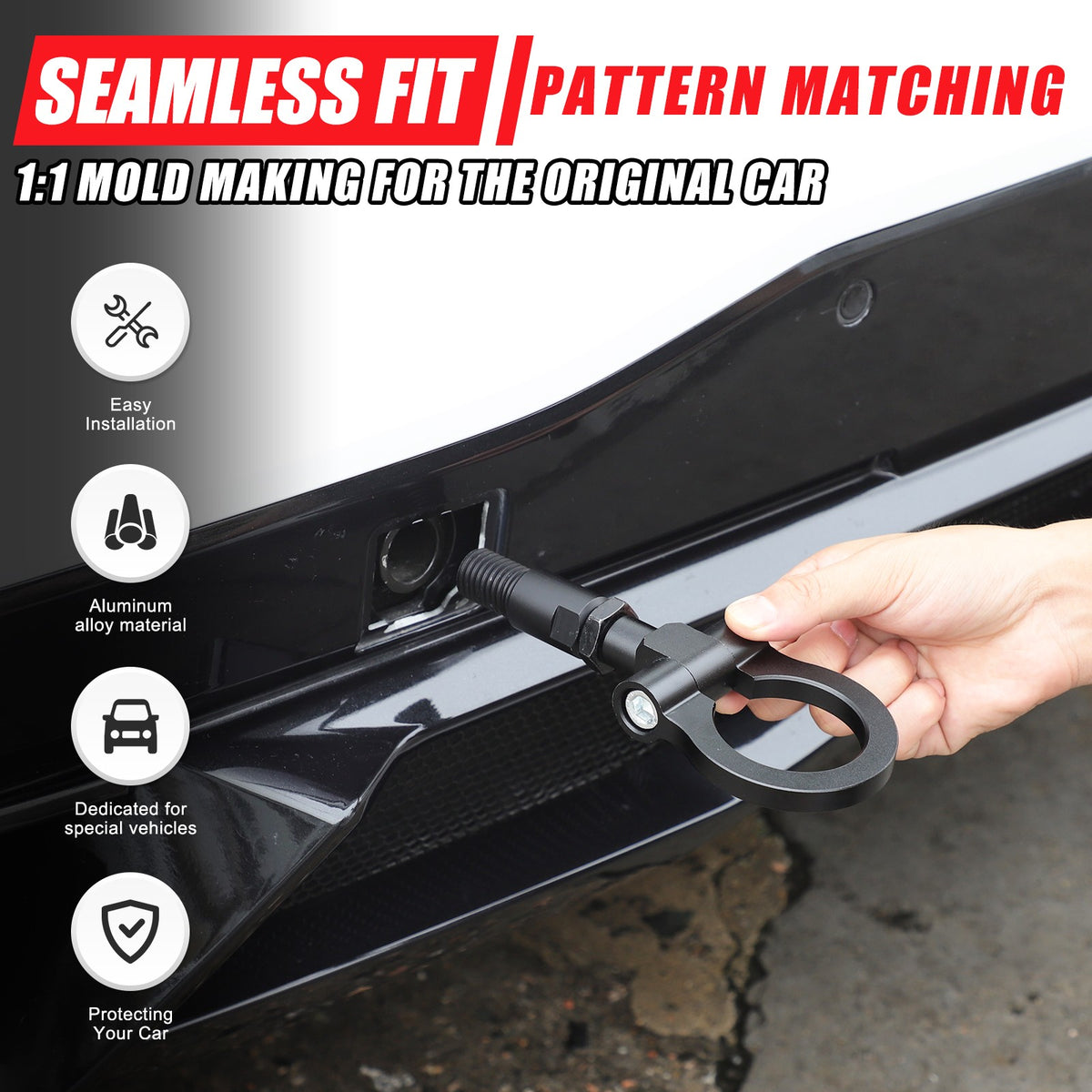Black Aluminum Front & Rear Bumper Track Racing Tow Hook Trailer For Corvette C8 24