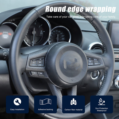 Matte Real Carbon Fiber Steering Wheel Button Trim For Mazda MX-5 Miata 2016-25 10