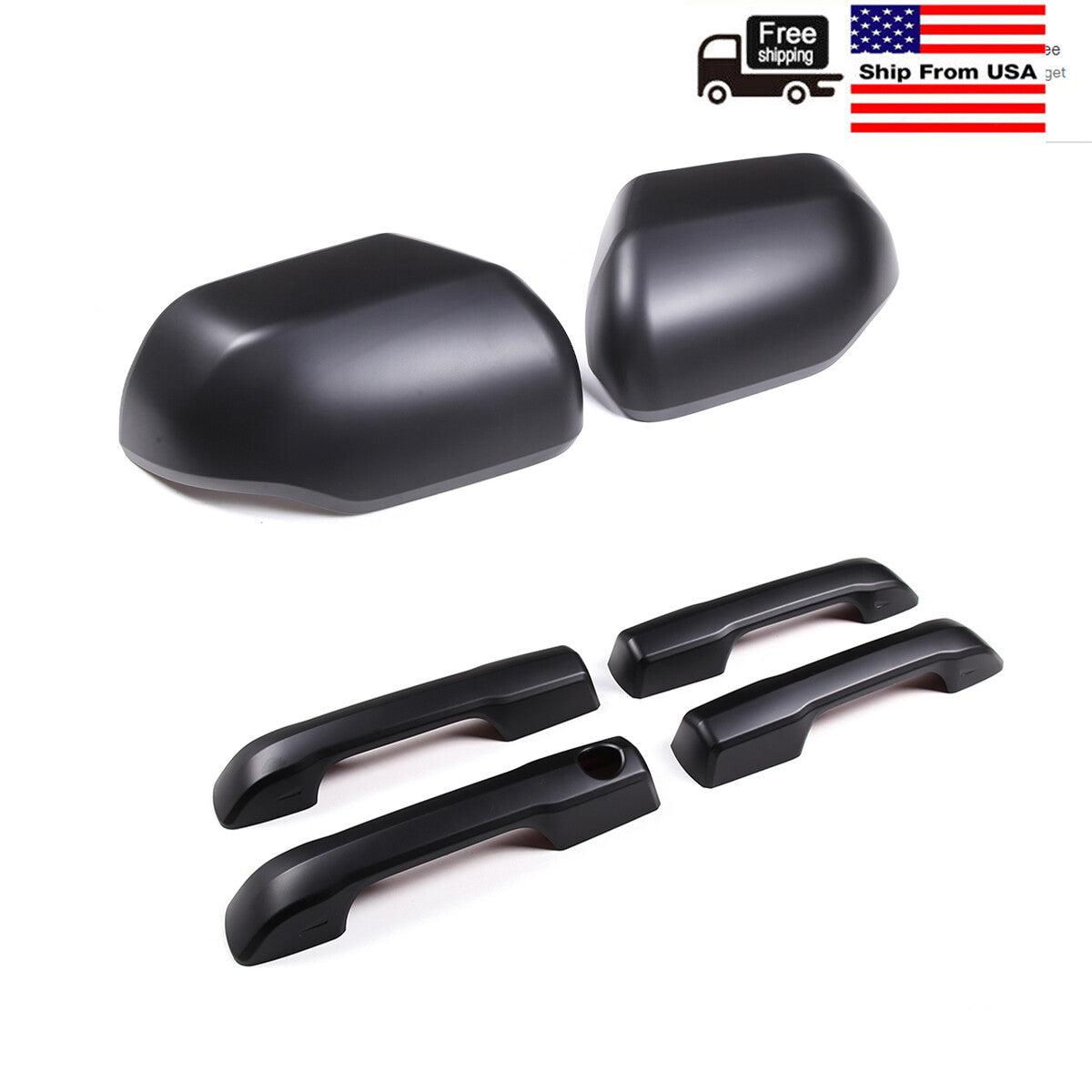 Matte Black Mirror Covers +Door Handle Cover Kit For Toyota Tundra 2022 1