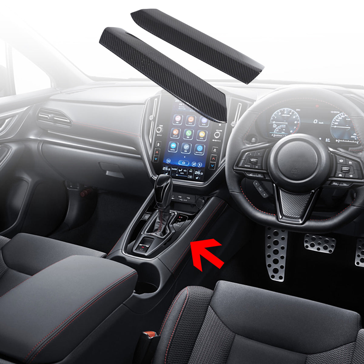 Real Carbon fiber Center Gear Shift Side Trim For Subaru WRX STI VB AT 22-24 3