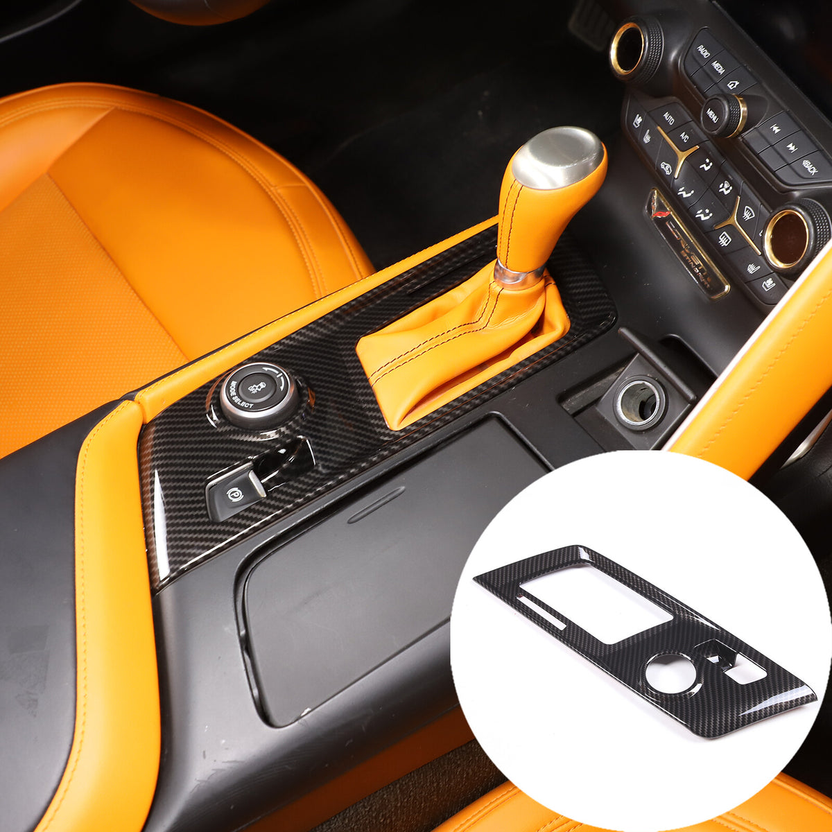8PC ABS Carbon Fiber Interior Full Center Console Trim Set For Corvette C7 14-19 4