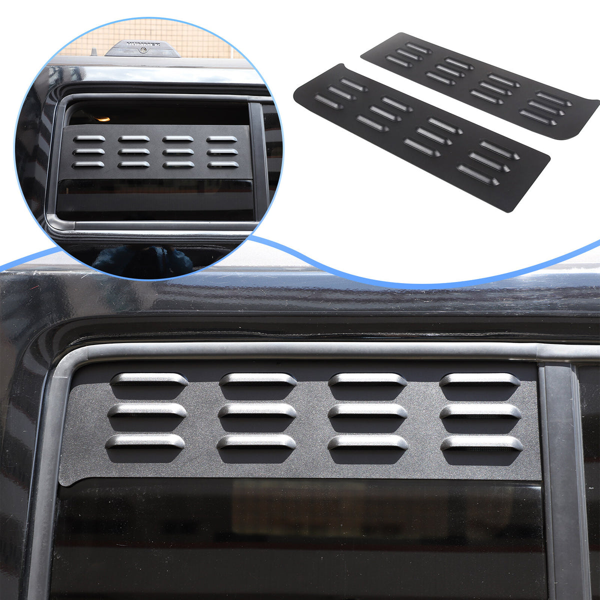 Black Aluminium Alloy Door Window Air Vents Screens For Hummer H3 2005-09 1