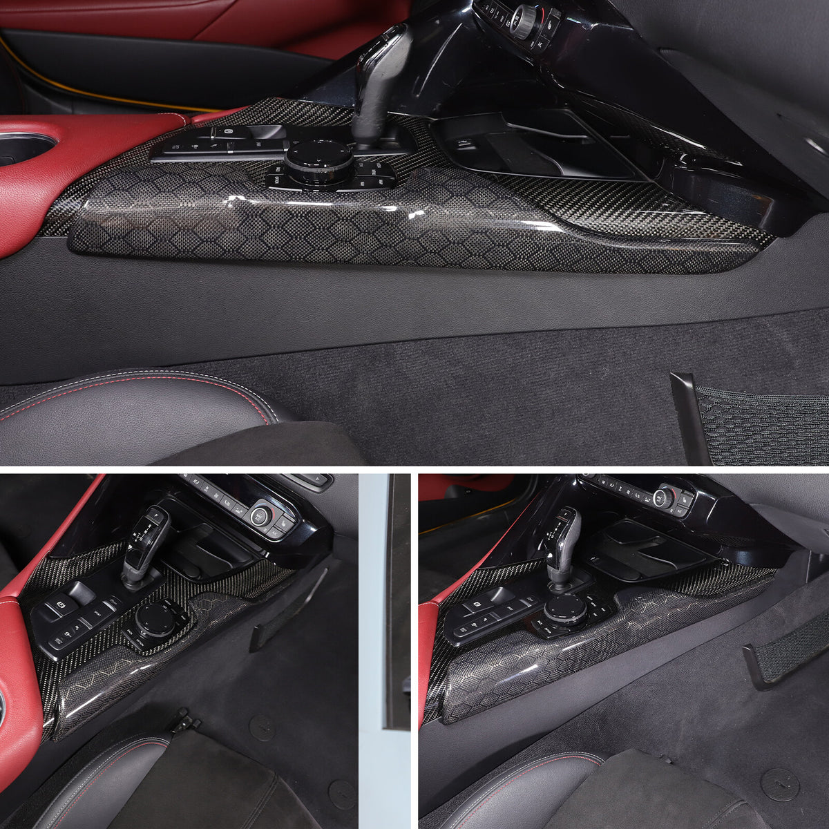 Real Carbon Fiber Console Gear Shift Frame Side Cover For Toyota Supra A90 19-25 24