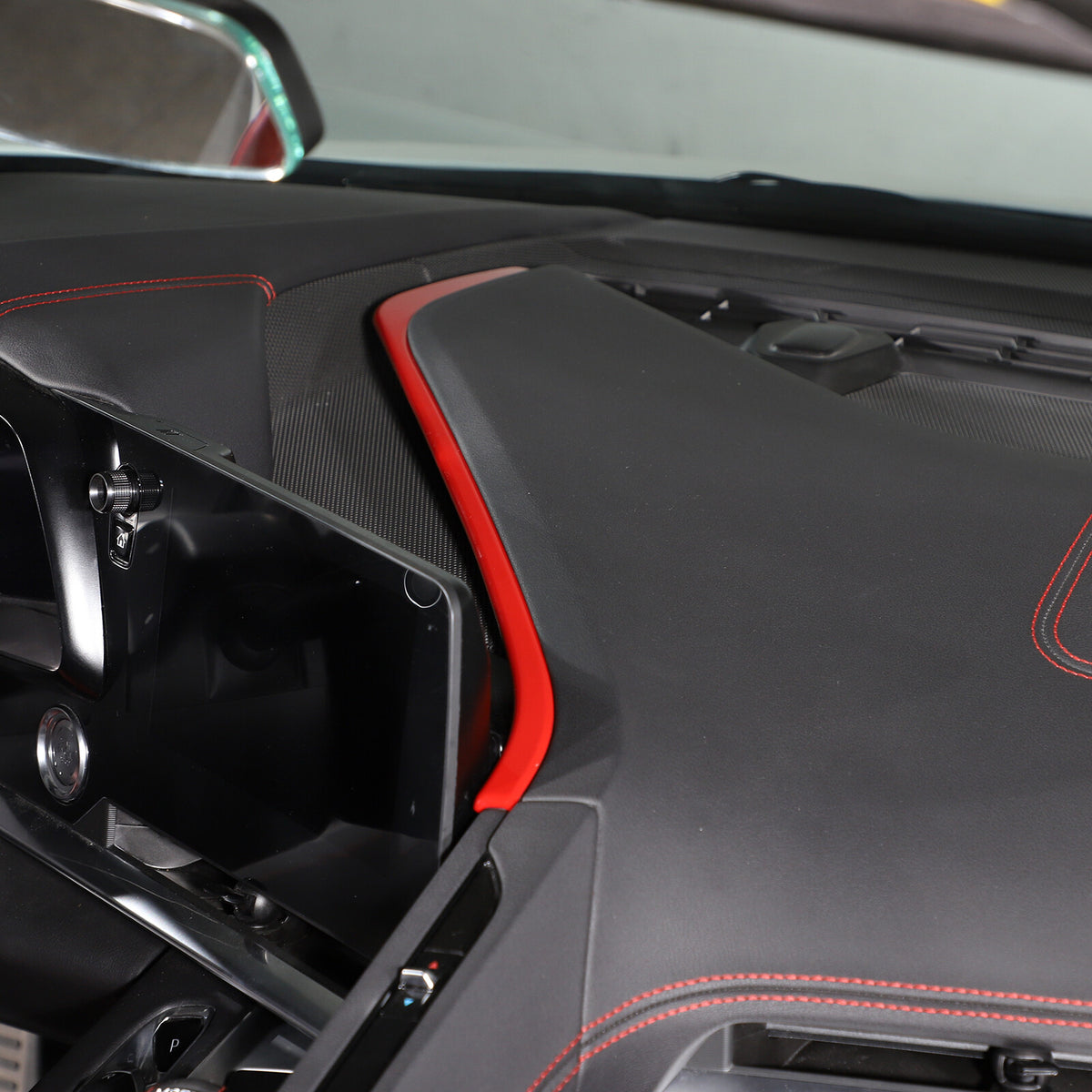 ABS Red Console Side Dashboard Trim Strips For Corvette C8 Stingray 2020-25 5