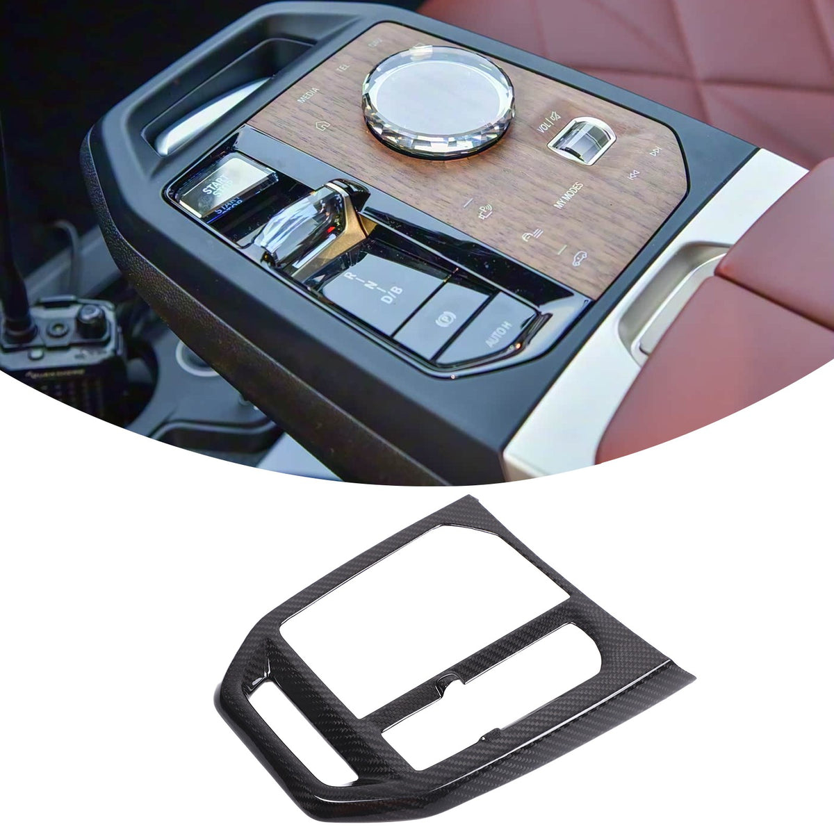 Real Carbon Fiber Center Console Gear Shift Frame Trim For BMW iX I20 2022-2024 2