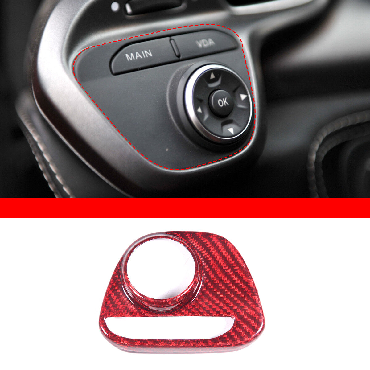 Red Real Carbon Fiber Center Interior Set Cover Trim Kit For Ferrari 458 2011-16 17