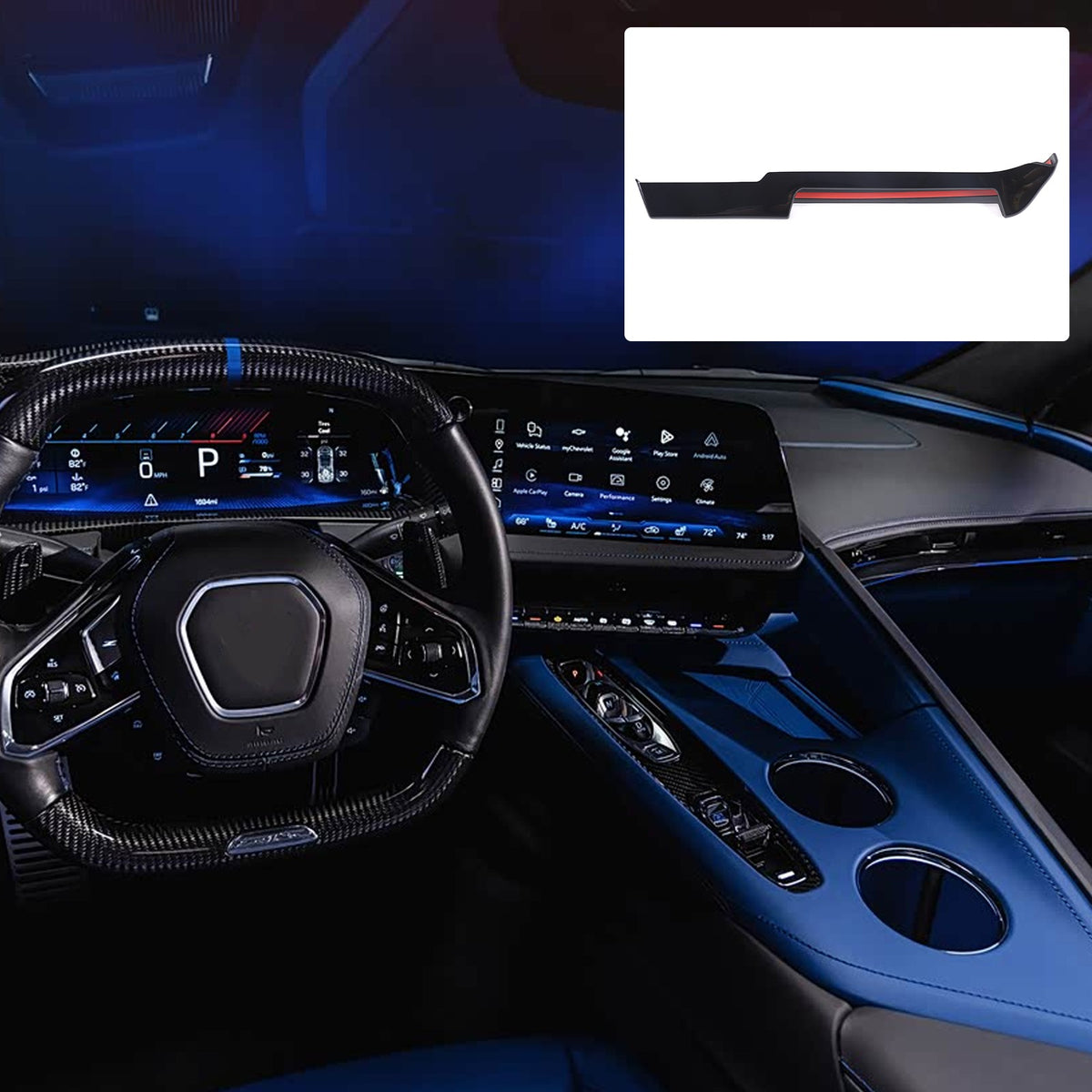 Glossy Piano Black Center Console Air Vent Trim Cover For Corvette C8 2026+ 5