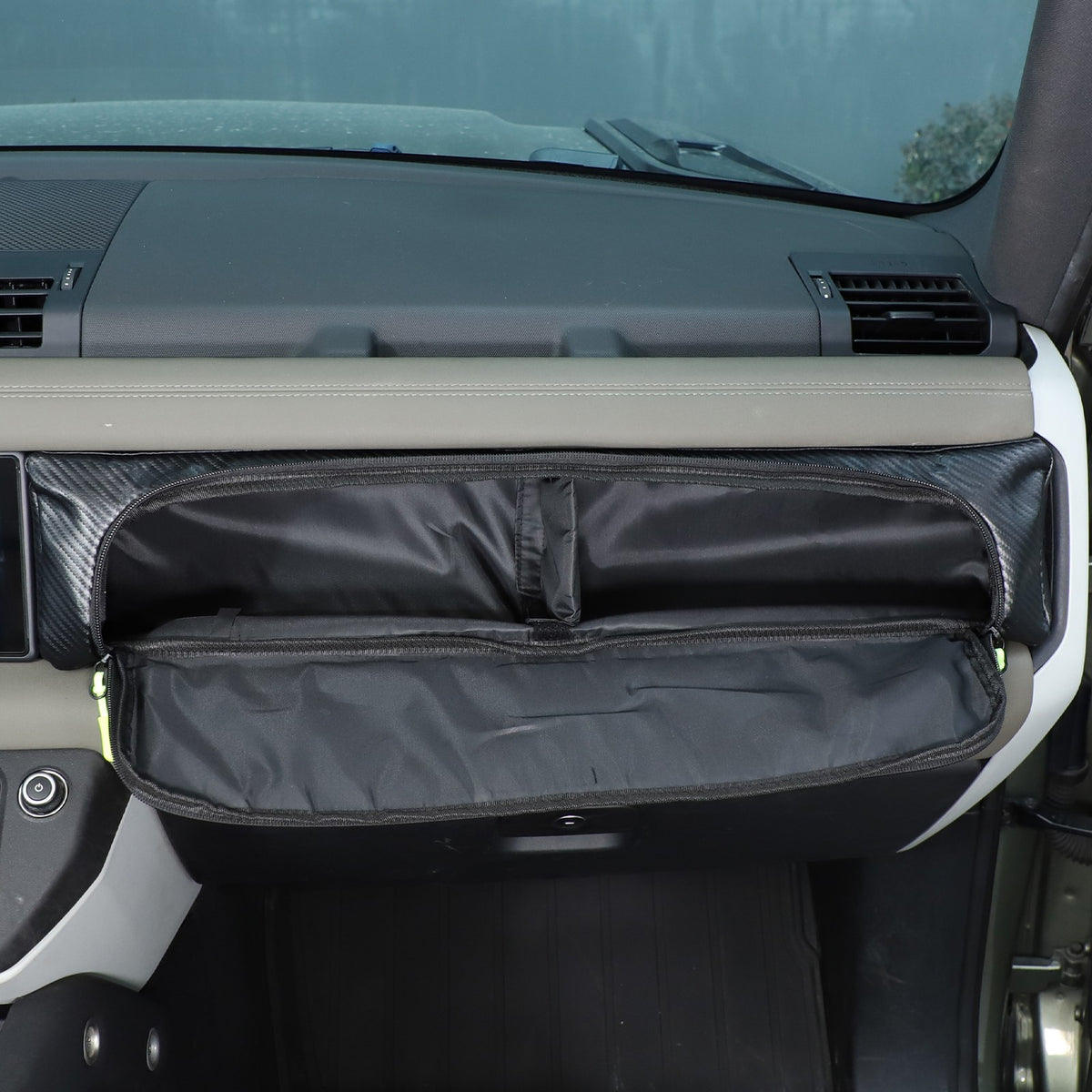 Carbon Fiber Texture Passenger Dashboard Storage Bag For LR Defender L663 2020+ 13
