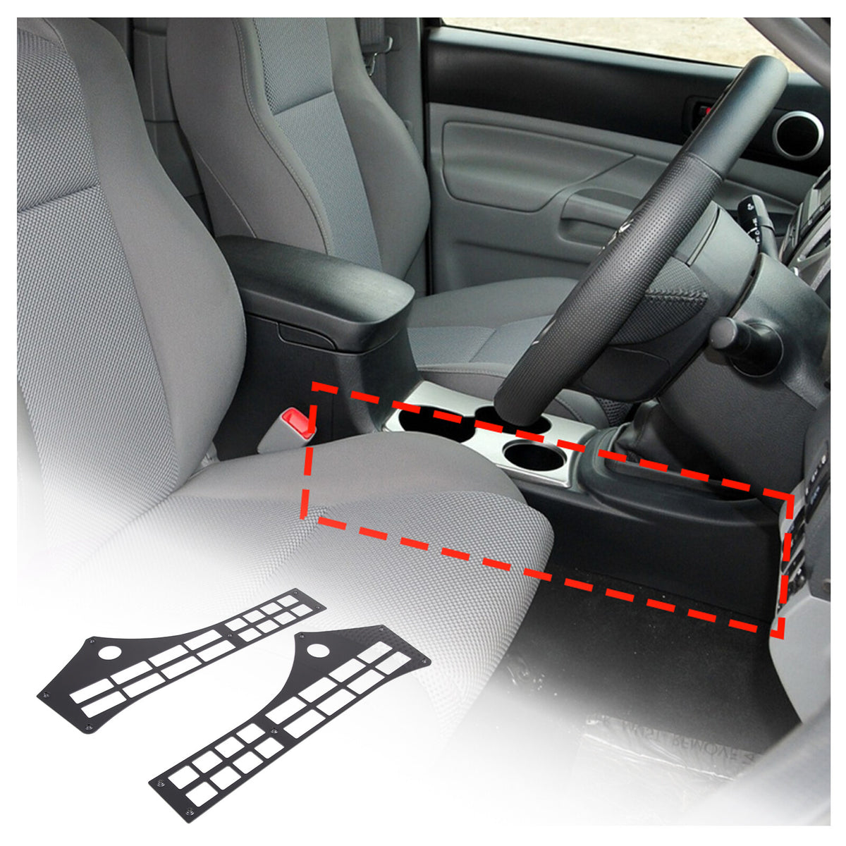 Interior Storage Molle Panel Center Console Organizer For Toyota Tacoma 05-15 6