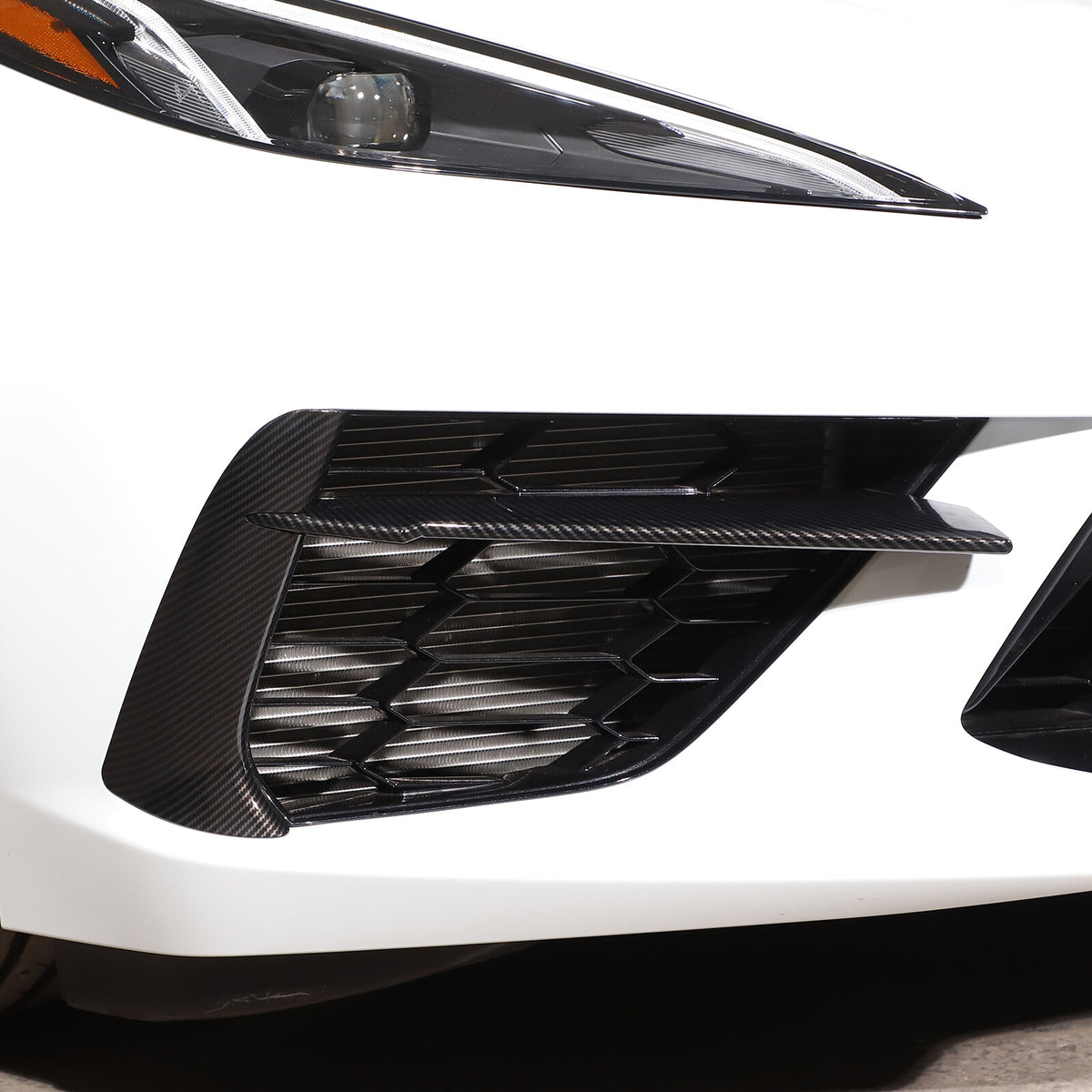 Carbon fiber Style Front Bumper Fog Light Lamp Trims for Corvette C8 2020-25 US 5