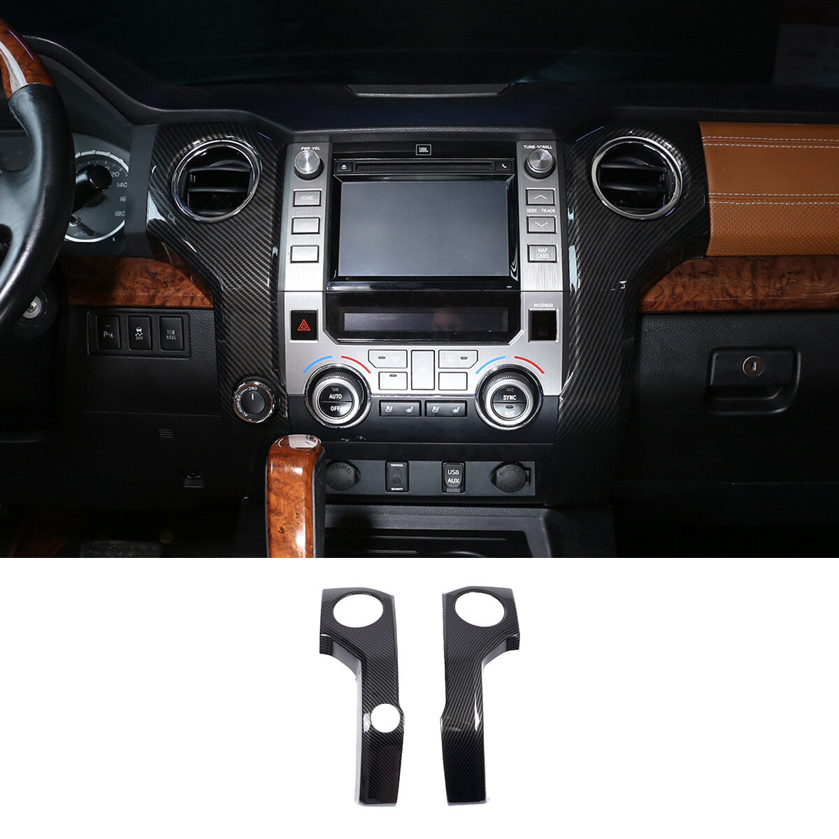 For Toyota Tundra 14-21 Carbon Fiber Color Black Side Air Vent Outlet Cover Trim 1