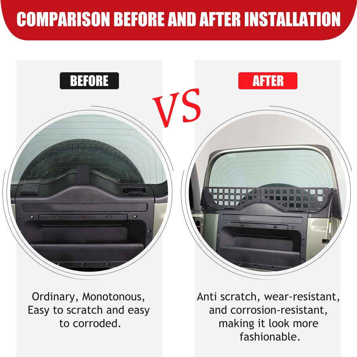 Alloy Tailgate Window Storage Fence Molle Panel Rack For LR Defender L663 2020+ 22