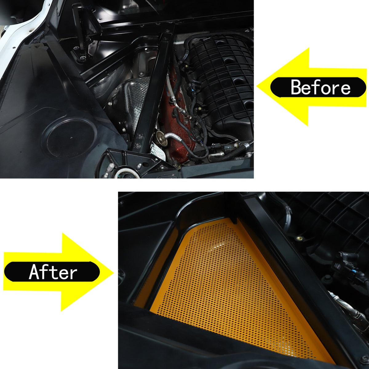 Yellow Steel Engine Hood Compartment Panel Trim Cover For Corvette C8 Z06 20-26 7