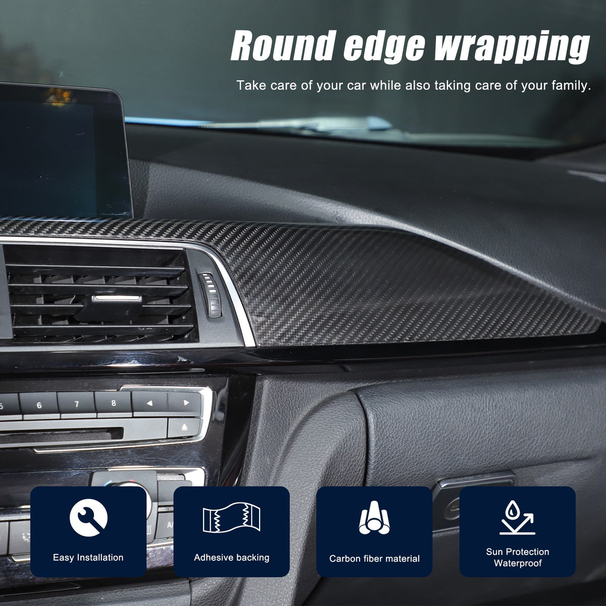 Real Carbon Fiber Central Console Dashboard Trim For BMW M3 M4 F80 F82 2014-2019 14
