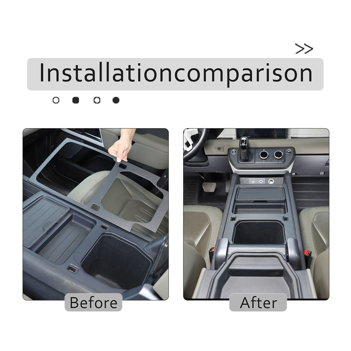Matte Real Carbon Fiber Cup Holder Panel Trim Cover For Defender 110 90 2020-23 10