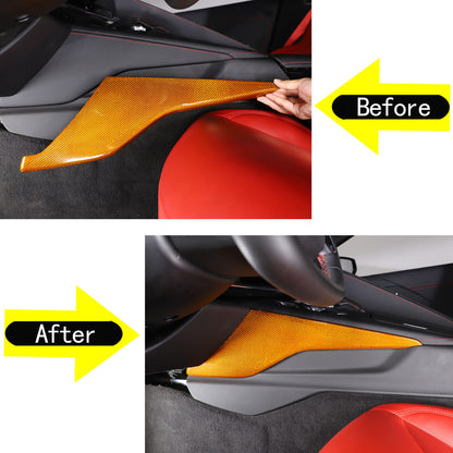 Yellow Carbon Fiber Center Console Side Panel Trim Cover For 2020-25 Corvette C8 10