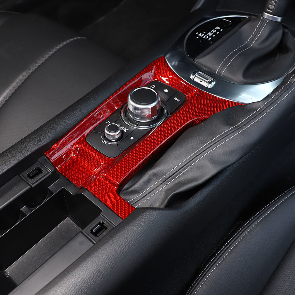 Red Real Carbon fiber Center Multimedia Panel Cover Trim For Mazda MX-5 2016-23 14