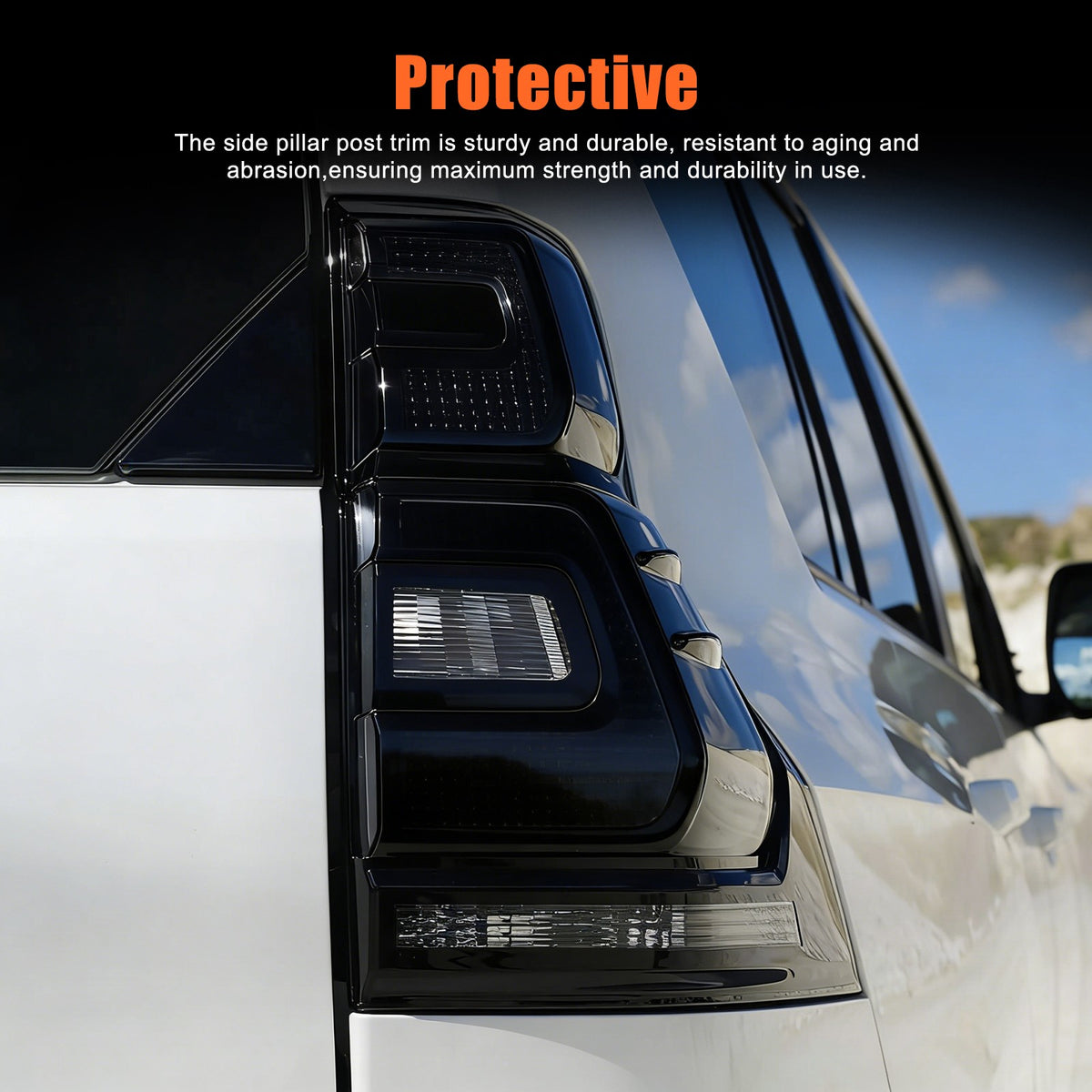 Smoked Black Tail Light Lamp Cover Trim For Toyota Land Cruiser Prado 2018-22 8