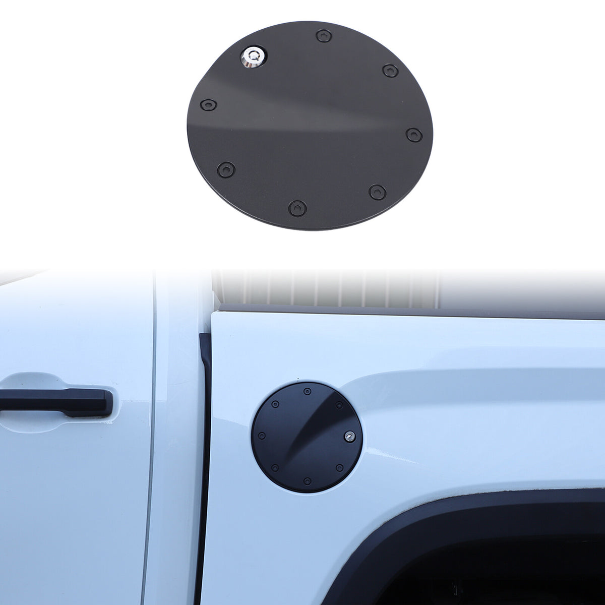 Black Door Fuel Tank Cover W/ Lock Gas Cap Tank Trim For Toyota Tundra 2022-2026 11