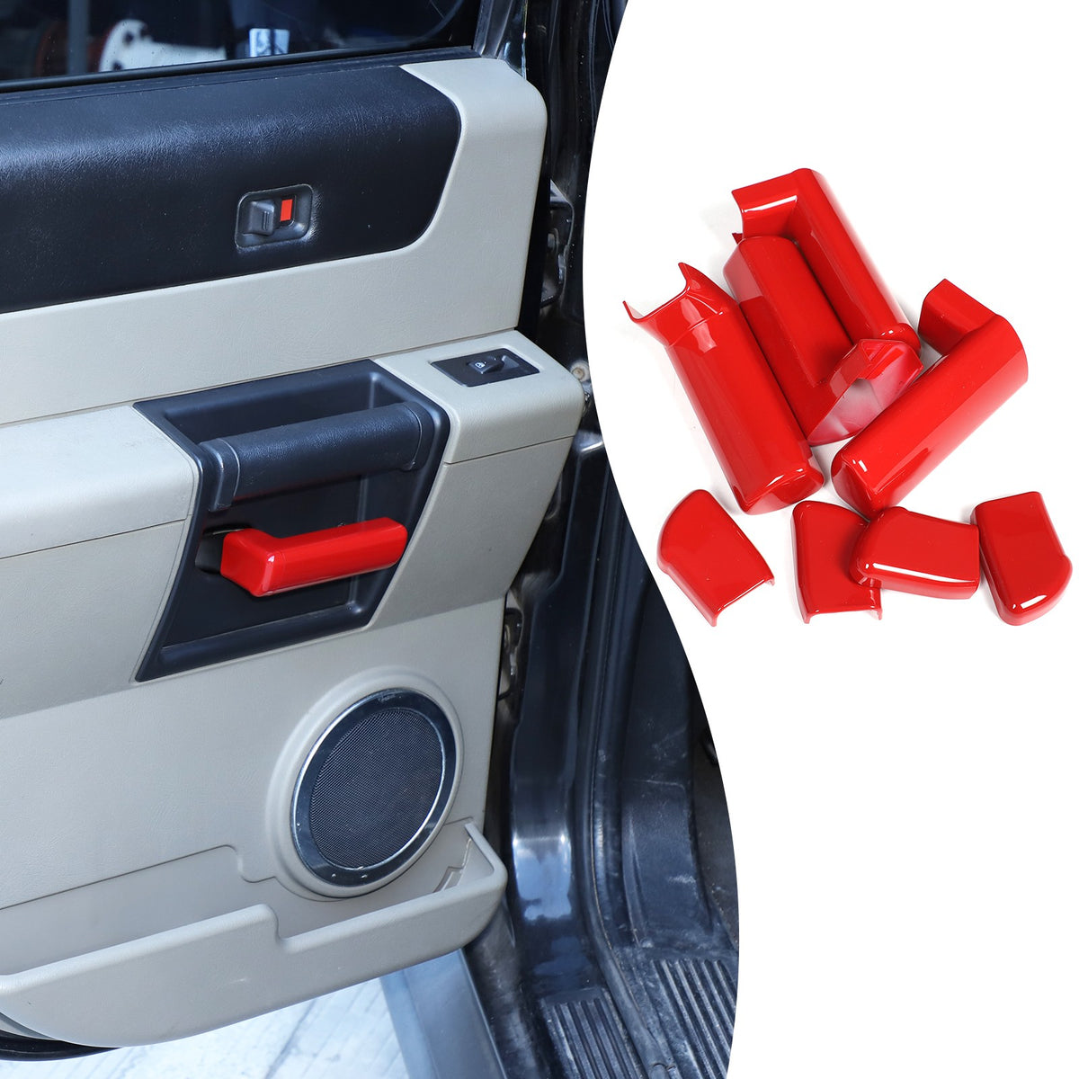 Sport Red ABS Inner Interior Door Handle Cover Trim For Hummer H2 2003-2007 US 9