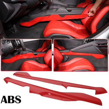 ABS Red Car Side Center Console Strips Trim For Corvette C8 Z51 Z06 2020-26 US 2