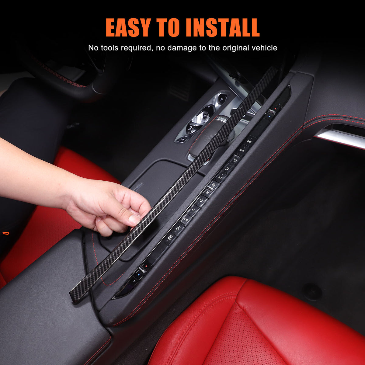 ABS Carbon Fiber Center A/C Button Left Side Strip Trim Cover For Corvette C8 3