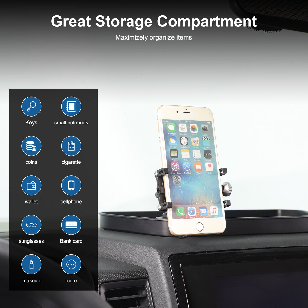 Off-road Dashboard Storage Tray Box Phone Holder For Nissan Frontier D41 2022-24 18