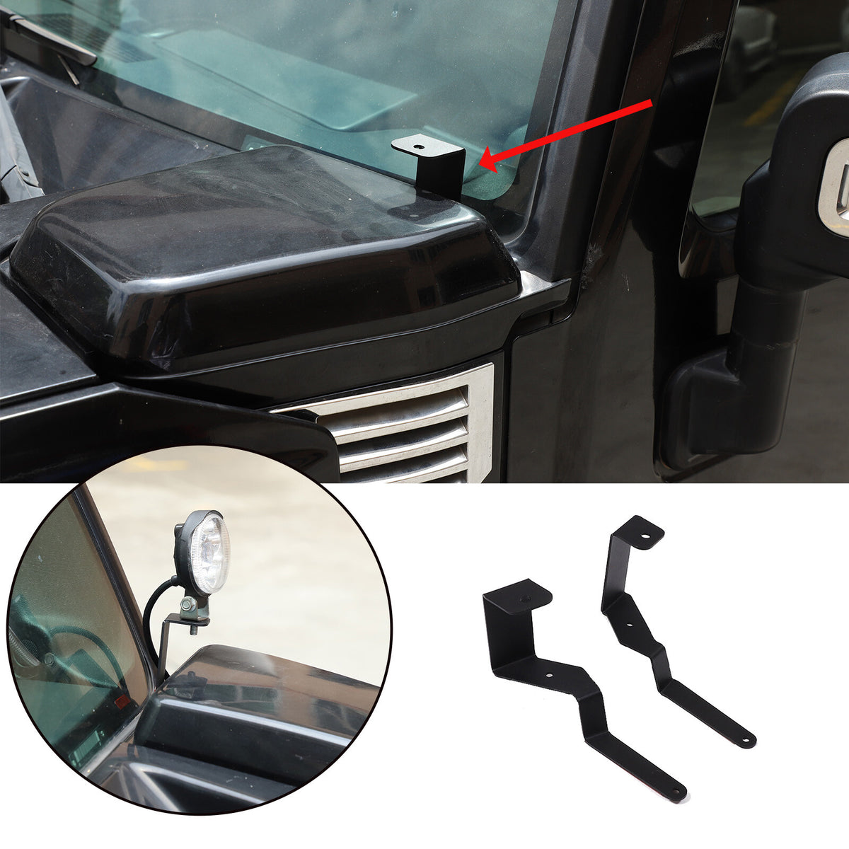 Steel Hood Light Mount Bracket For Hummer H2 2003-2009 2
