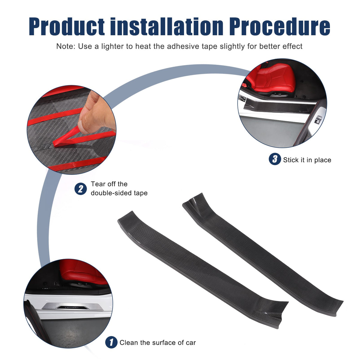 Real Carbon Fiber Full Wrapped Exterior Door Sill Plate Trim For Corvette C8 US 4