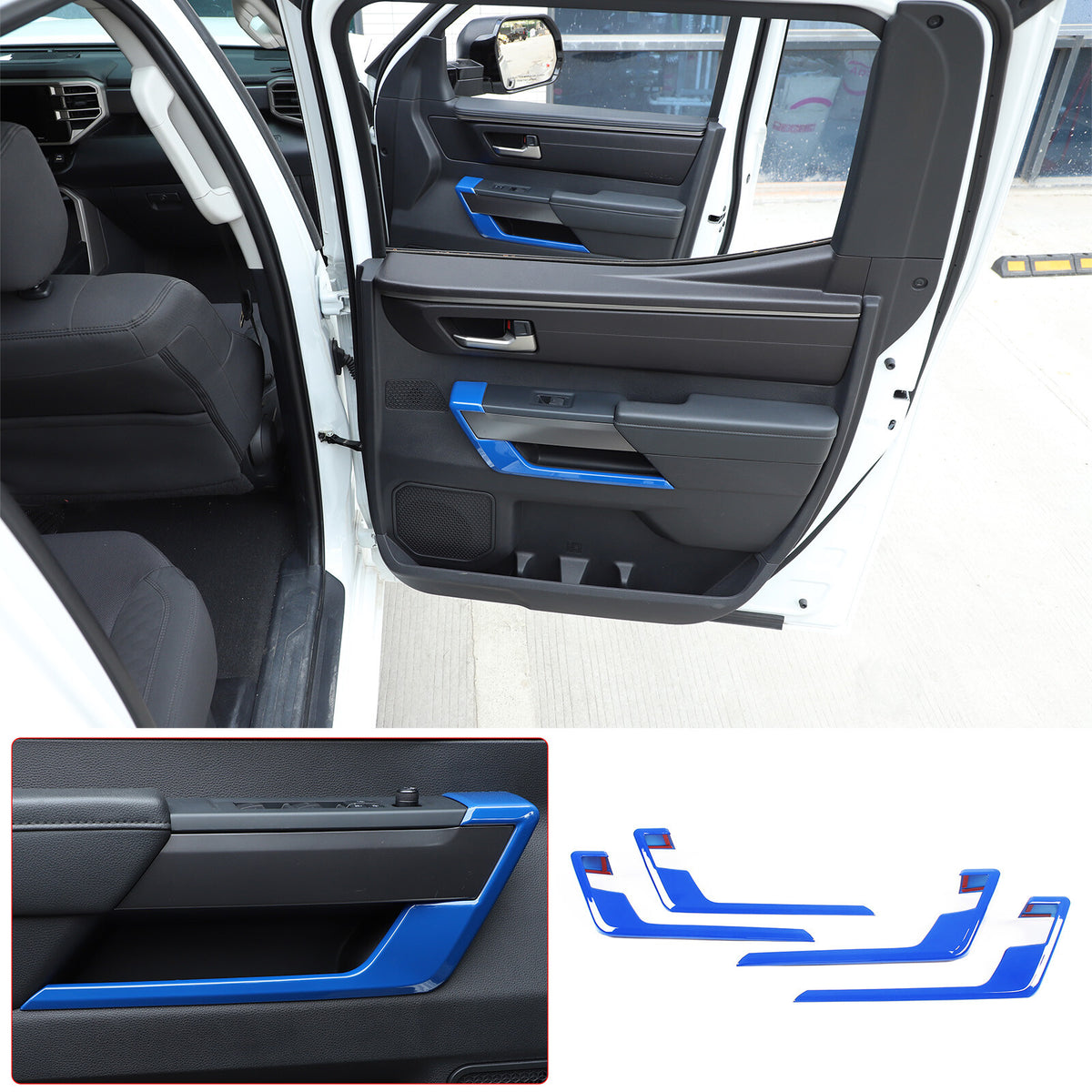Blue ABS Interior Door Panel Strip Trim Cover For Toyota Tundra/Sequoia 2022-26 2