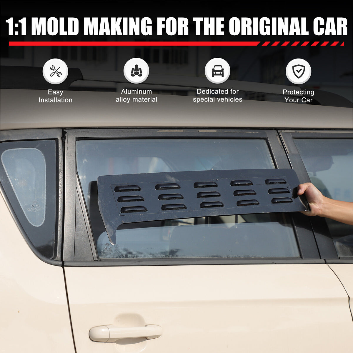 Black Rear Door Window Louver Air Vent Panel Trim Cover For Kia Soul 2009-2013 7