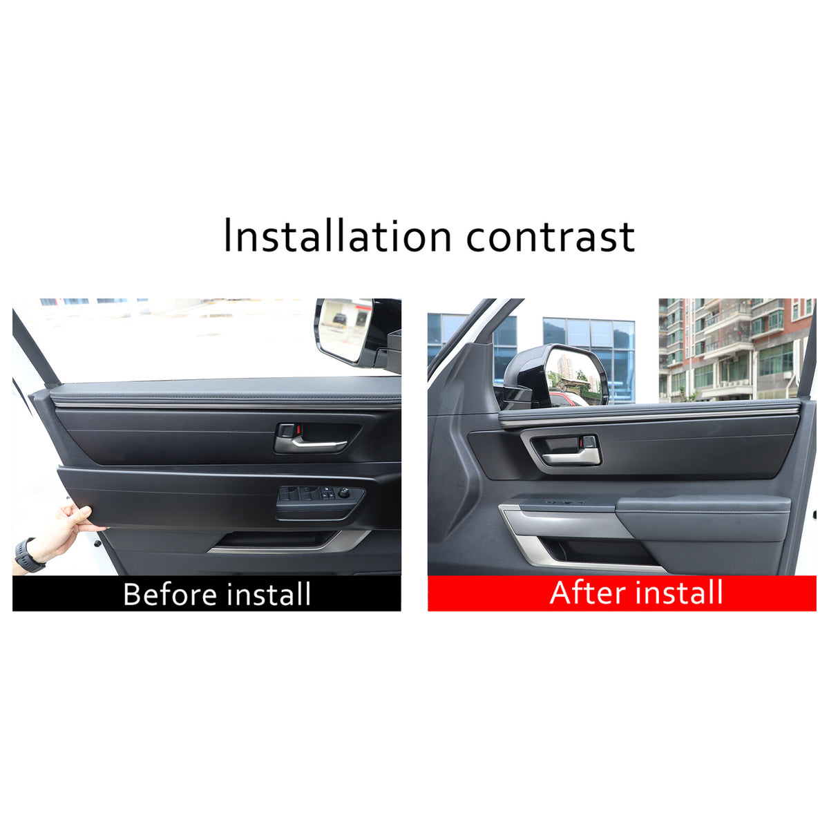 Matte Black Inner Interior Door Handle Panel Trim Cover For Toyota Tundra 2022+ 8