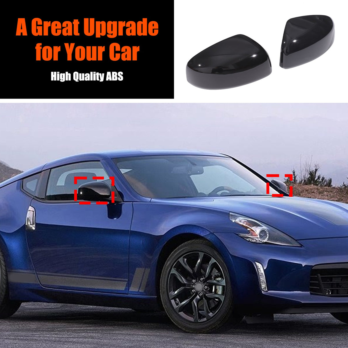 Glossy Black Exterior Door Handle Side Mirror Trim Set For Nissan 370Z Z34 09-20 17