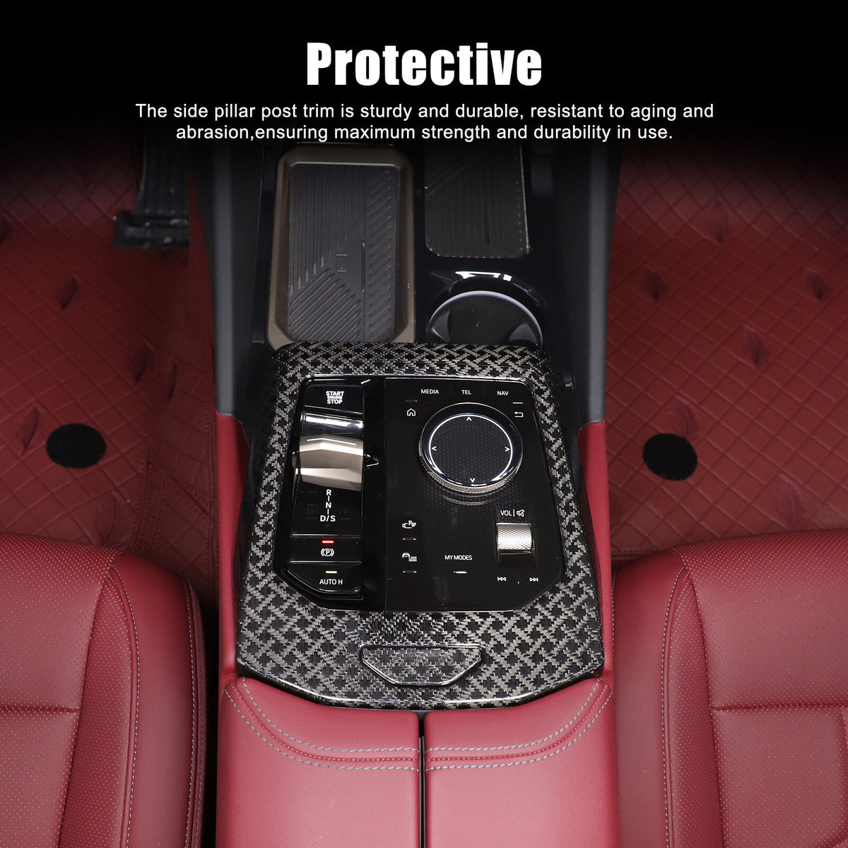 Real Carbon Fiber Center Console Gear Shift Panel Trim For BMW 5 Series G60 24+ 2