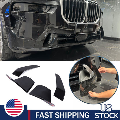 Gloss Black Front Bumper Fog Light Eyelid Strip Trim For BMW X7 G07 2023-2024 US 1