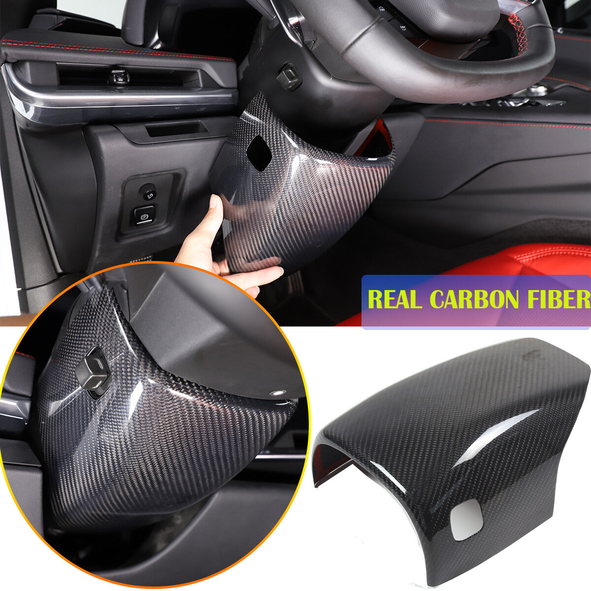 Real Carbon fiber Steering Wheel Upper & Lower Base Cover For Corvette C8 20-26 2