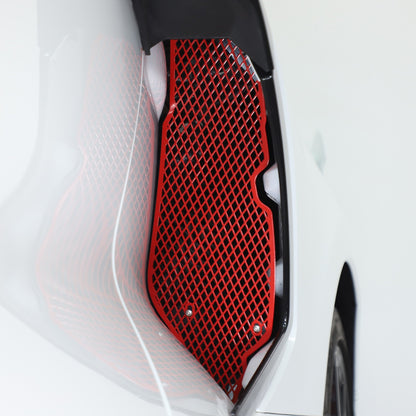 Red Steel Side Intake Mesh Grille Insert Guard For Corvette C8 2020-2026 13