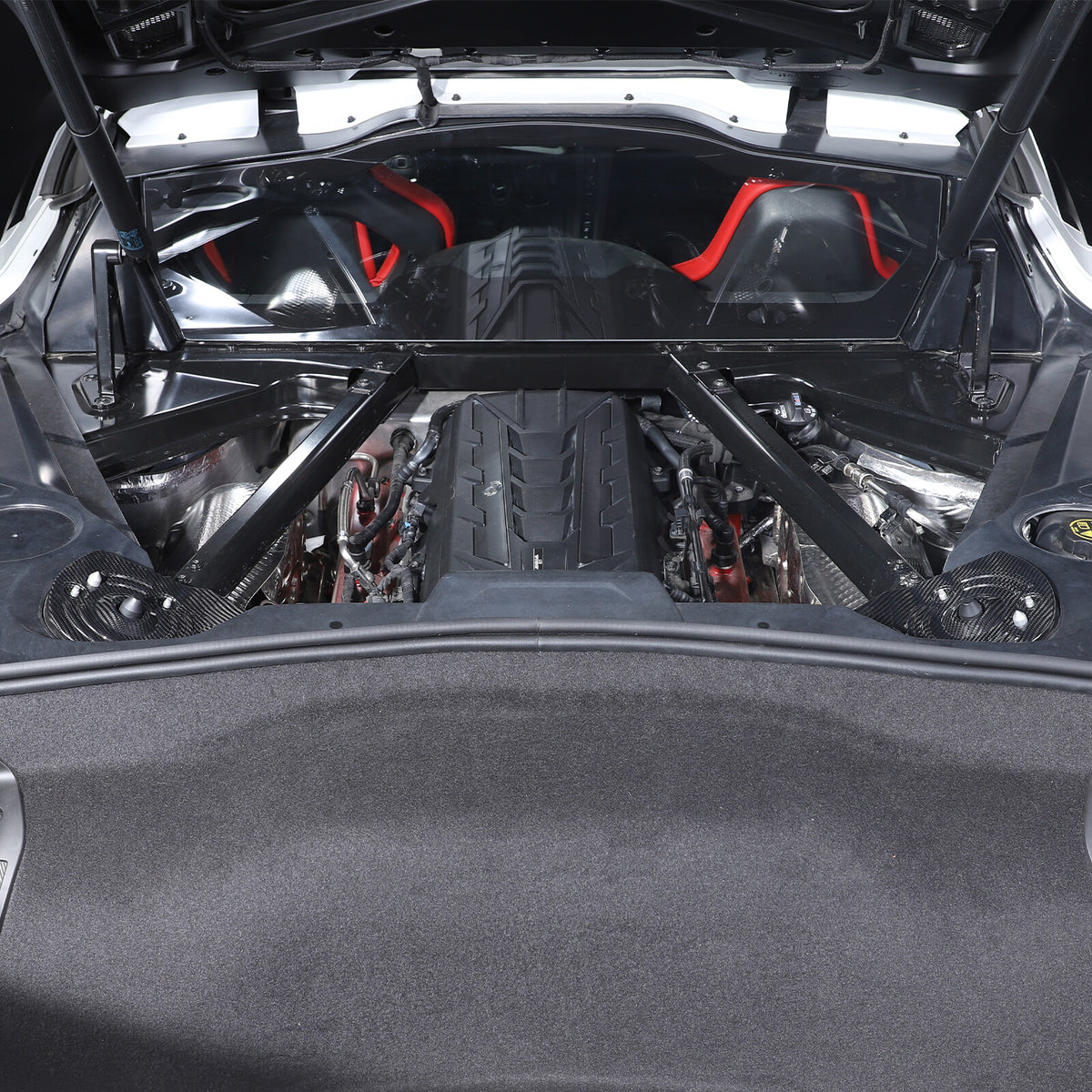 Real Carbon Fiber Engine Bay Shock Tower Cover Trim Fit Corvette C8 2020-2026 4