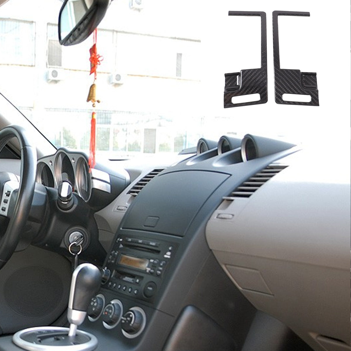 Real Carbon Fiber Center Console Air Vent Trim For Nissan 350Z Z33 2003-2006 12