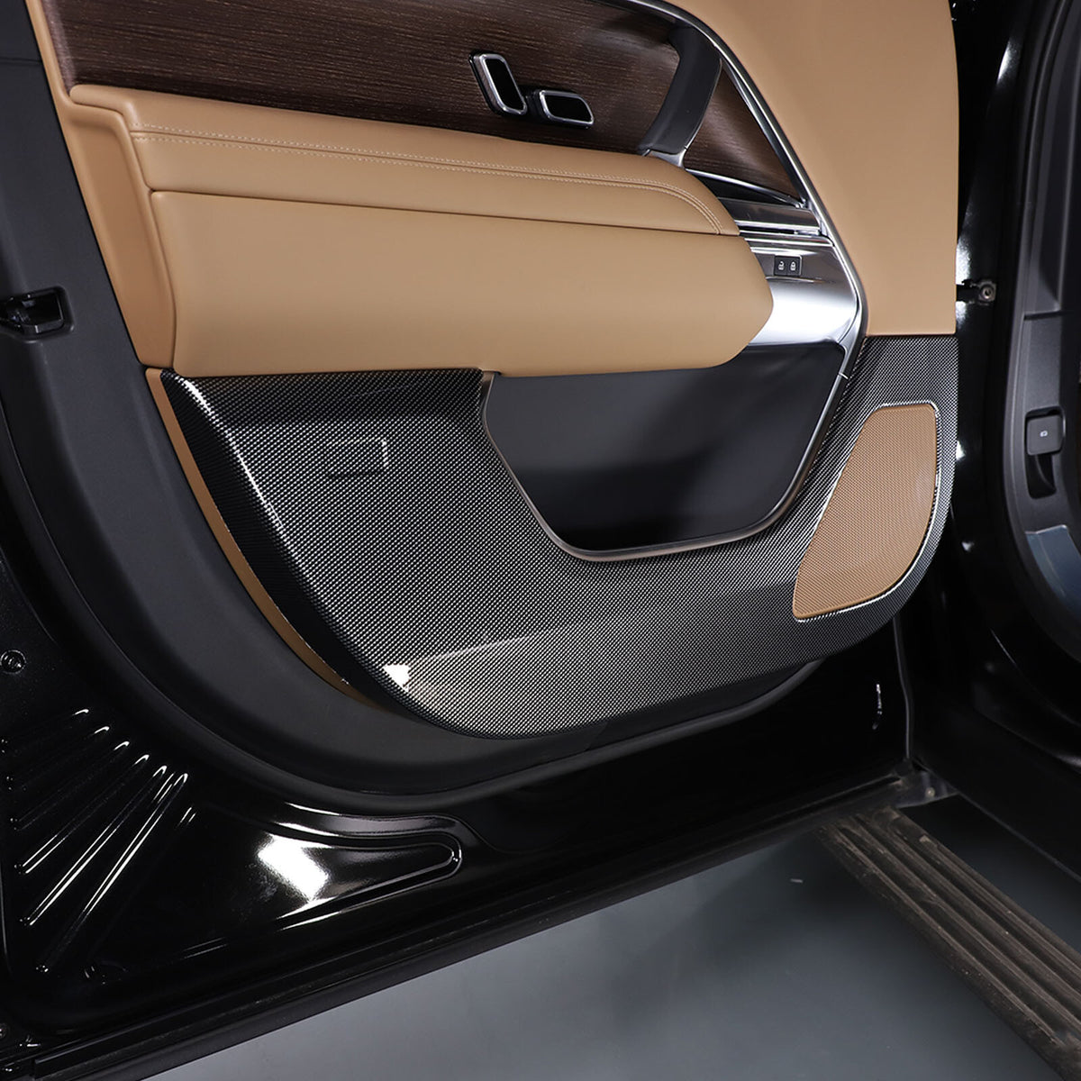 ABS Carbon Fiber Door Anti-kick Panel Trim For LR Range Rover Vogue 2023-2024 16